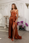 Load image into Gallery viewer, Wholesale Strapless Satin Formal Gown with High Slit &amp; Ruffle Skirt Prom Dress by LA2228 - SIENNA - Dresses LA Merchandise