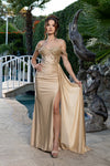Load image into Gallery viewer, Wholesale Off-Shoulder Sweetheart Beaded Lace Illusion Corset Sheath Prom Evening Gown by LA2229 - CHAMPAGNE - Long Formal Dresses LA Merchandise