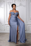 Load image into Gallery viewer, Wholesale Off-Shoulder Sweetheart Beaded Lace Illusion Corset Sheath Prom Evening Gown by LA2229 - - Long Formal Dresses LA Merchandise
