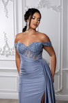 Load image into Gallery viewer, Wholesale Off-Shoulder Sweetheart Beaded Lace Illusion Corset Sheath Prom Evening Gown by LA2229 - - Long Formal Dresses LA Merchandise
