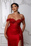 Load image into Gallery viewer, Wholesale Off-Shoulder Sweetheart Beaded Lace Illusion Corset Sheath Prom Evening Gown by LA2229 - - Long Formal Dresses LA Merchandise
