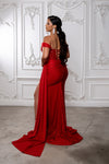 Load image into Gallery viewer, Wholesale Off-Shoulder Sweetheart Beaded Lace Illusion Corset Sheath Prom Evening Gown by LA2229 - - Long Formal Dresses LA Merchandise