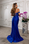 Load image into Gallery viewer, Wholesale Off-Shoulder Sweetheart Beaded Lace Illusion Corset Sheath Prom Evening Gown by LA2229 - - Long Formal Dresses LA Merchandise