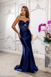 Load image into Gallery viewer, Wholesale Strapless Sweetheart Rhinestone Illusion Corset Sheath Prom Evening Gown by LA2230