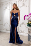 Load image into Gallery viewer, Wholesale Strapless Sweetheart Rhinestone Illusion Corset Sheath Prom Evening Gown by LA2230