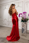 Load image into Gallery viewer, Wholesale Strapless Sweetheart Rhinestone Illusion Corset Sheath Prom Evening Gown by LA2230