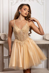 Load image into Gallery viewer, Wholesale Beaded Embellished Strap Sequin Appliqué Illusion A-Line Cocktail Dress by LA2231