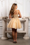 Load image into Gallery viewer, Wholesale Beaded Embellished Strap Sequin Appliqué Illusion A-Line Cocktail Dress by LA2231