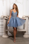 Load image into Gallery viewer, Wholesale Beaded Embellished Strap Sequin Appliqué Illusion A-Line Cocktail Dress by LA2231