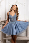 Load image into Gallery viewer, Wholesale Beaded Embellished Strap Sequin Appliqué Illusion A-Line Cocktail Dress by LA2231