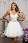 Load image into Gallery viewer, Wholesale Beaded Embellished Strap Sequin Appliqué Illusion A-Line Cocktail Dress by LA2231 - - Short Dress LA Merchandise