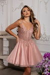 Load image into Gallery viewer, Wholesale Beaded Embellished Strap Sequin Appliqué Illusion A-Line Cocktail Dress by LA2231 - - Short Dress LA Merchandise