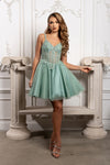Load image into Gallery viewer, Wholesale Beaded Embellished Strap Sequin Appliqué Illusion A-Line Cocktail Dress by LA2231
