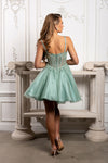 Load image into Gallery viewer, Wholesale Beaded Embellished Strap Sequin Appliqué Illusion A-Line Cocktail Dress by LA2231