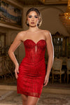 Load image into Gallery viewer, Wholesale Strapless Sweetheart All-Over Beaded Illusion Corset Sheath Homecoming Dress by LA2232