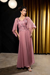 Load image into Gallery viewer, Wholesale Flutter Chiffon Sleeve Beaded Lace Appliqué Column Mother of the Bride by LA2233