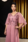 Load image into Gallery viewer, Wholesale Flutter Chiffon Sleeve Beaded Lace Appliqué Column Mother of the Bride by LA2233