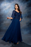 Load image into Gallery viewer, Wholesale Flutter Chiffon Sleeve Beaded Lace Appliqué Column Mother of the Bride by LA2233