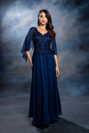 Load image into Gallery viewer, Wholesale Flutter Chiffon Sleeve Beaded Lace Appliqué Column Mother of the Bride by LA2233