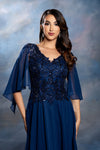 Load image into Gallery viewer, Wholesale Flutter Chiffon Sleeve Beaded Lace Appliqué Column Mother of the Bride by LA2233