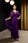 Load image into Gallery viewer, Wholesale Flutter Chiffon Sleeve Beaded Lace Appliqué Column Mother of the Bride by LA2233
