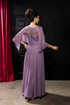 Load image into Gallery viewer, Wholesale Flutter Chiffon Sleeve Beaded Lace Appliqué Column Mother of the Bride by LA2233