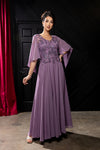Load image into Gallery viewer, Wholesale Flutter Chiffon Sleeve Beaded Lace Appliqué Column Mother of the Bride by LA2233
