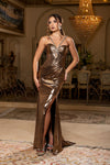 Load image into Gallery viewer, Wholesale Crystal Strap Deep Sweetheart Rhinestone Metallic Mermaid Prom Evening Gown by LA2234