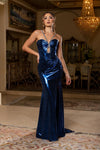Load image into Gallery viewer, Wholesale Crystal Strap Deep Sweetheart Rhinestone Metallic Mermaid Prom Evening Gown by LA2234
