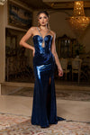 Load image into Gallery viewer, Wholesale Crystal Strap Deep Sweetheart Rhinestone Metallic Mermaid Prom Evening Gown by LA2234