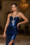 Load image into Gallery viewer, Wholesale Crystal Strap Deep Sweetheart Rhinestone Metallic Mermaid Prom Evening Gown by LA2234