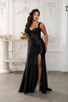 Load image into Gallery viewer, Wholesale Floral Strap Sweetheart Beaded Sequin Illusion Corset Mermaid Evening Gown by LA2237