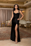 Load image into Gallery viewer, Wholesale Floral Strap Sweetheart Beaded Sequin Illusion Corset Mermaid Evening Gown by LA2237