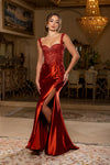Load image into Gallery viewer, Wholesale Floral Strap Sweetheart Beaded Sequin Illusion Corset Mermaid Evening Gown by LA2237