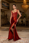 Load image into Gallery viewer, Wholesale Floral Strap Sweetheart Beaded Sequin Illusion Corset Mermaid Evening Gown by LA2237