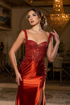 Load image into Gallery viewer, Wholesale Floral Strap Sweetheart Beaded Sequin Illusion Corset Mermaid Evening Gown by LA2237
