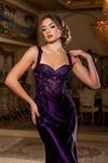 Load image into Gallery viewer, Wholesale Floral Strap Sweetheart Beaded Sequin Illusion Corset Mermaid Evening Gown by LA2237