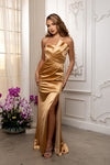 Load image into Gallery viewer, Wholesale Strapless Sweetheart Cross-Ruched Satin Mermaid Prom Evening Gown with Slit by LA2238