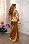 Load image into Gallery viewer, Wholesale Strapless Sweetheart Cross-Ruched Satin Mermaid Prom Evening Gown with Slit by LA2238
