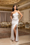 Load image into Gallery viewer, Wholesale Strapless Sweetheart Cross-Ruched Stretch Satin Mermaid Bridal Wedding Gown by LA2238