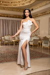 Load image into Gallery viewer, Wholesale Strapless Sweetheart Cross-Ruched Stretch Satin Mermaid Bridal Wedding Gown by LA2238