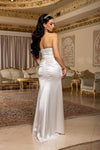 Load image into Gallery viewer, Wholesale Strapless Sweetheart Cross-Ruched Stretch Satin Mermaid Bridal Wedding Gown by LA2238