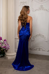 Load image into Gallery viewer, Wholesale Strapless Sweetheart Cross-Ruched Satin Mermaid Prom Evening Gown with Slit by LA2238