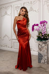 Load image into Gallery viewer, Wholesale Strapless Sweetheart Cross-Ruched Satin Mermaid Prom Evening Gown with Slit by LA2238