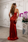 Load image into Gallery viewer, Wholesale Strapless Sweetheart Cross-Ruched Satin Mermaid Prom Evening Gown with Slit by LA2238