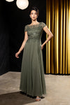 Load image into Gallery viewer, Wholesale Beaded Lace Appliqué Cap Sleeve Illusion Back A-Line Formal Evening Gown by LA2239 - - Mother of the Bride Dress LA Merchandise