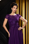 Load image into Gallery viewer, Wholesale Beaded Lace Appliqué Cap Sleeve Illusion Back A-Line Formal Evening Gown by LA2239 - - Mother of the Bride Dress LA Merchandise
