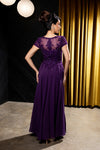Load image into Gallery viewer, Wholesale Beaded Lace Appliqué Cap Sleeve Illusion Back A-Line Formal Evening Gown by LA2239 - - Mother of the Bride Dress LA Merchandise