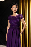 Load image into Gallery viewer, Wholesale Beaded Lace Appliqué Cap Sleeve Illusion Back A-Line Formal Evening Gown by LA2239 - - Mother of the Bride Dress LA Merchandise
