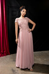 Load image into Gallery viewer, Wholesale Beaded Lace Appliqué Cap Sleeve Illusion Back A-Line Formal Evening Gown by LA2239 - - Mother of the Bride Dress LA Merchandise